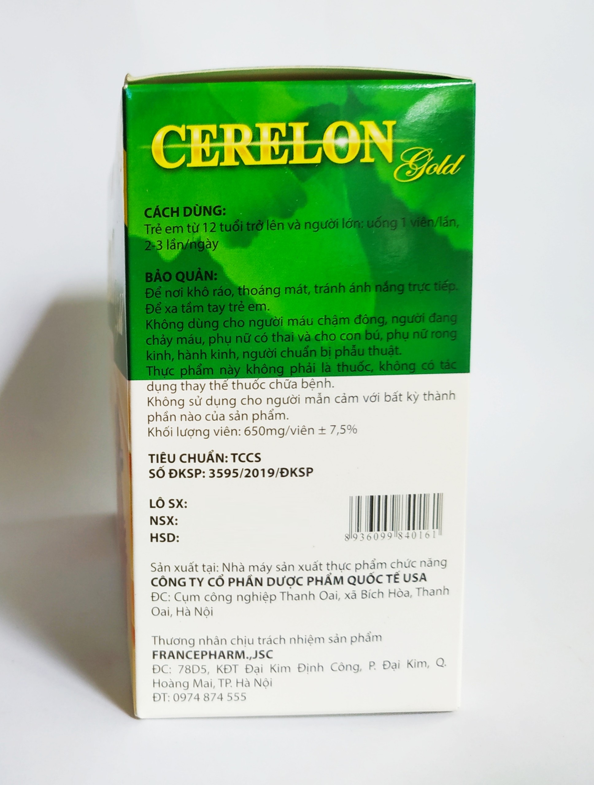 Hoạt Huyết Dưỡng Não Cerelon Gold - Giúp Tăng Cường Tuần Hoàn Máu Não - Giảm Tai Biến Mạch Máu Não - Hộp 100 Viên