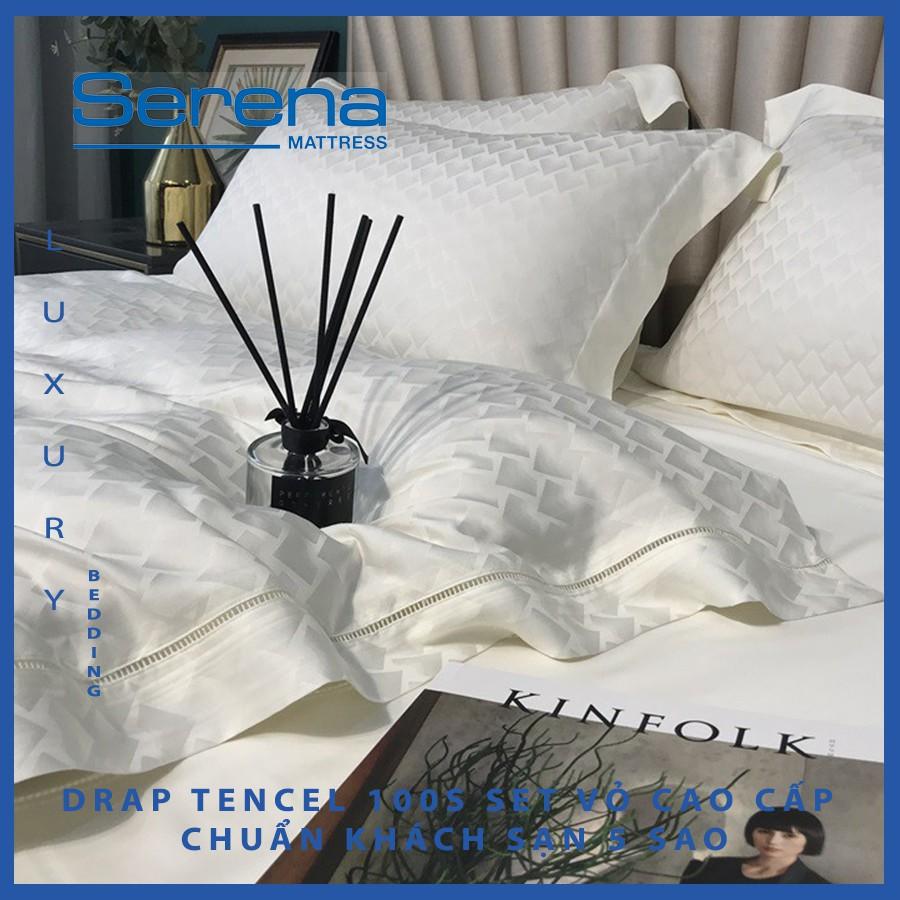 Bộ Chăn Ga Drap Ra Gối Nệm Đệm Lụa Tencel 100s SERENA Drap Ga Trải Giường Tencel 100s Cao Cấp - Hệ Thống Nệm