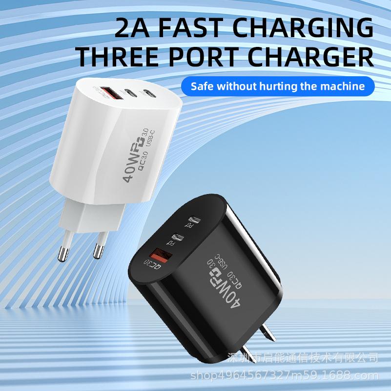 Đầu sạc nhanh kép PD2A + 5V2A theo phong cách mới nhất theo tiêu chuẩn Châu Âu Ba cổng A + C tiêu chuẩn Hoa Kỳ phù hợp với đầu sạc điện thoại di động Apple Android