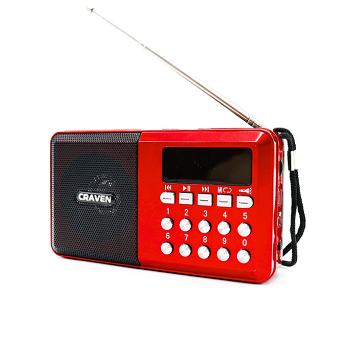 Radio mini nghe đài, nghe nhạc thẻ nhớ, USB, nghe kinh phật Craven CR-65 - có đèn pin (hàng nhập khẩu)
