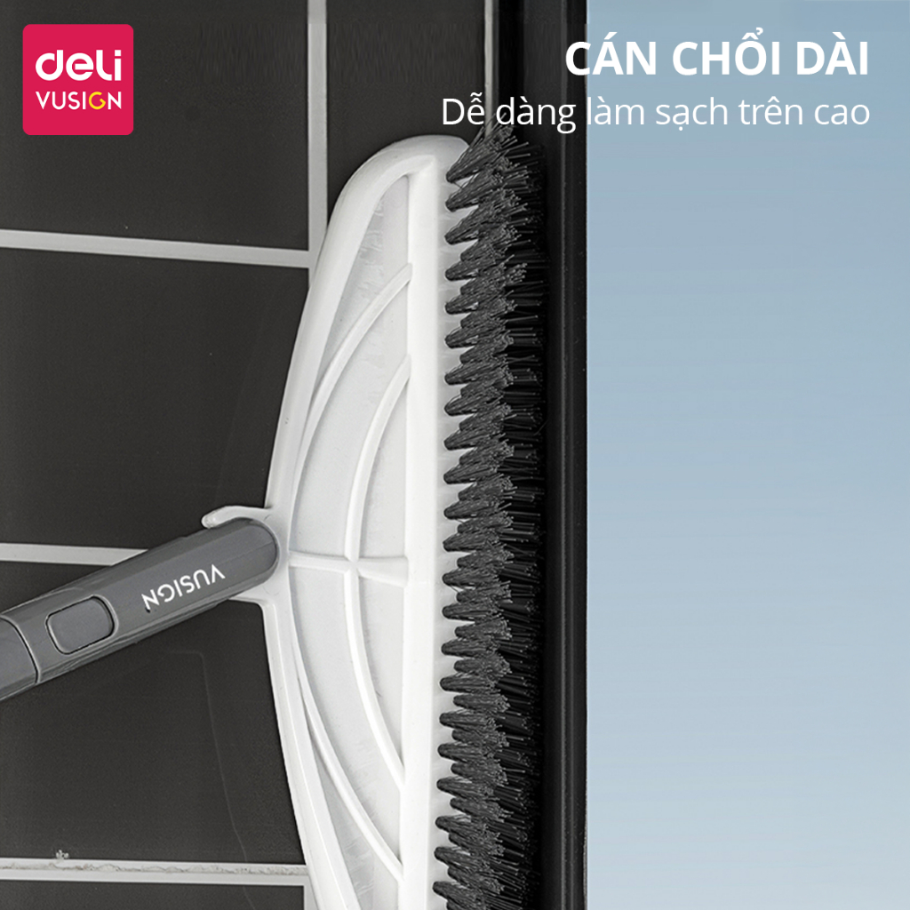 Chổi Chà Sàn Nhà Tắm Kết Hợp Gạt Nước Đầu Chữ V Deli - Chổi Cọ Sàn Đa Năng 2 Đầu Chổi Kèm Gạt Nước Làm Sạch Mọi Góc Bẩn