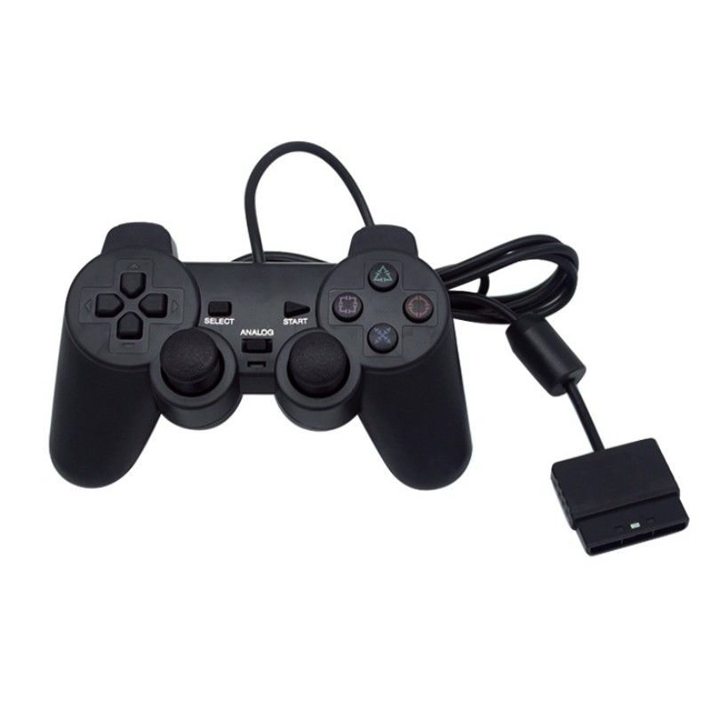 Tay cầm PS2 đen có rung PlayStation PC - Cáp chuyển cổng PS2 sang USB cho PC máy tính bàn laptop - chuyên đá pes - game hành động - miếng lót chuột