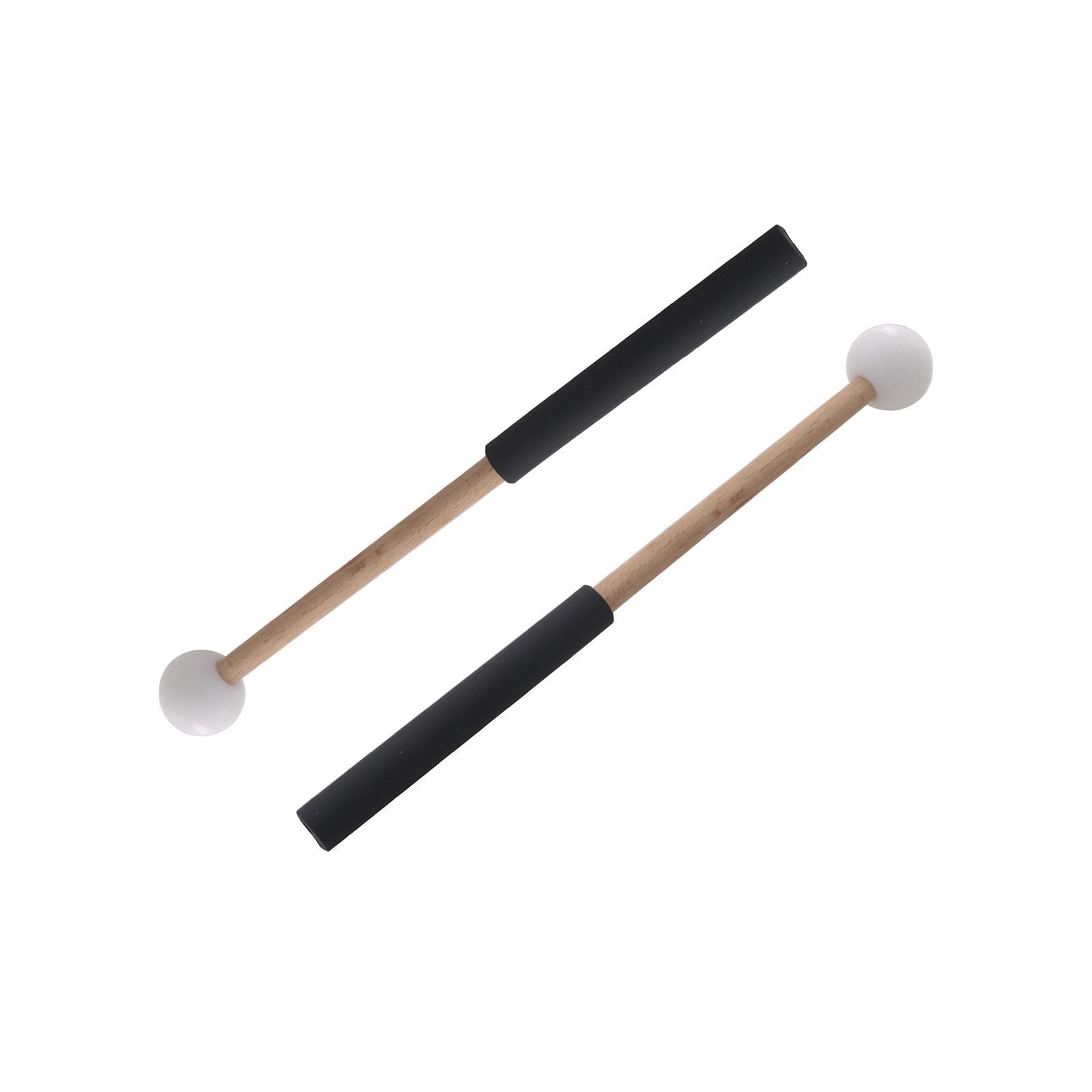 2x Rubber Mallet Percussion 8.6inch with Wood Handle Drum Mallet for Yoga Music Education Stage