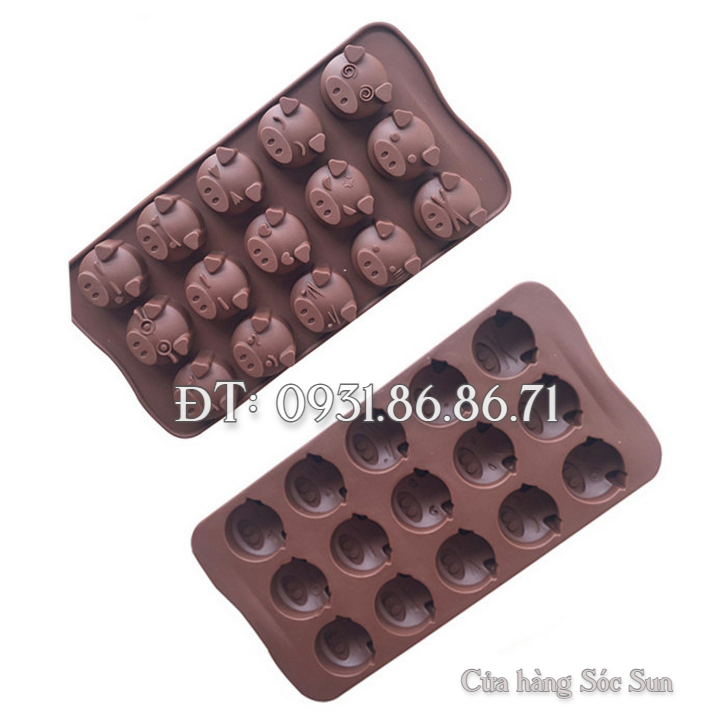 Khuôn silicon 15 mặt heo – Mã số 1212