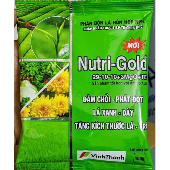 Phân bón Nutri - Gold 29-10-10 (gói 100g). Siêu đâm chồi phát đọt, xanh dày, bóng mỡ lá