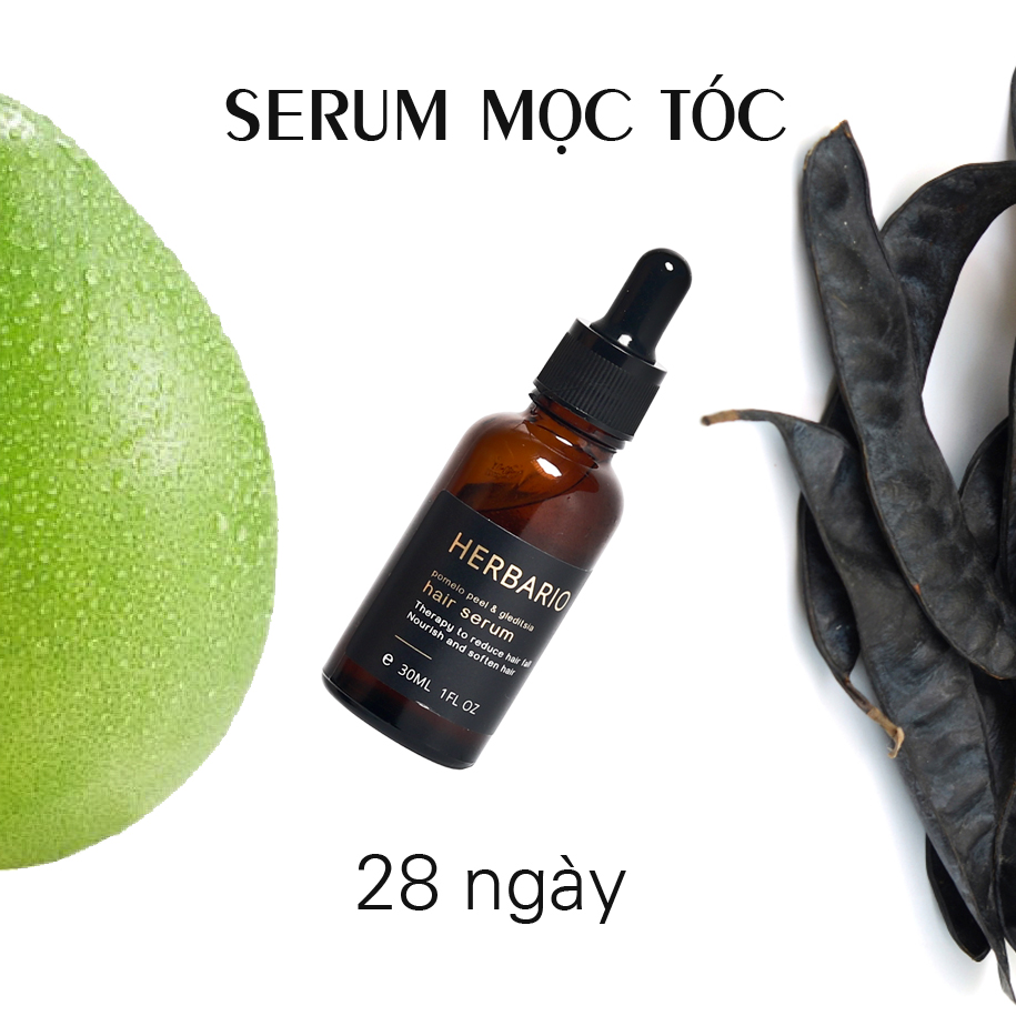 Serum mọc tóc tinh dầu vỏ bưởi & tinh dầu bồ kết herbario 30ml tinh chất kích thích mọc tóc nhanh, ngăn rụng tóc, hỗ trợ trị Rụng Tóc, làm tóc dài nhanh