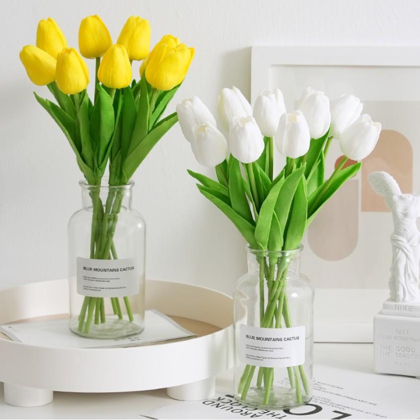 Bông Hoa Tulip Nhân Tạo Trang Trí Đẹp Mắt hoa giả decor trang trí nhà lọ hoa giả để bàn H02