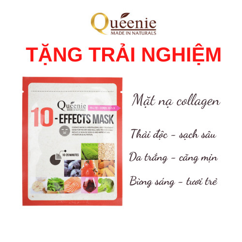 Mặt Nạ Dưỡng Trắng Da Queenie Collagen Trứng Cá Hồi 10 Tác Dụng 21g - 1 miếng