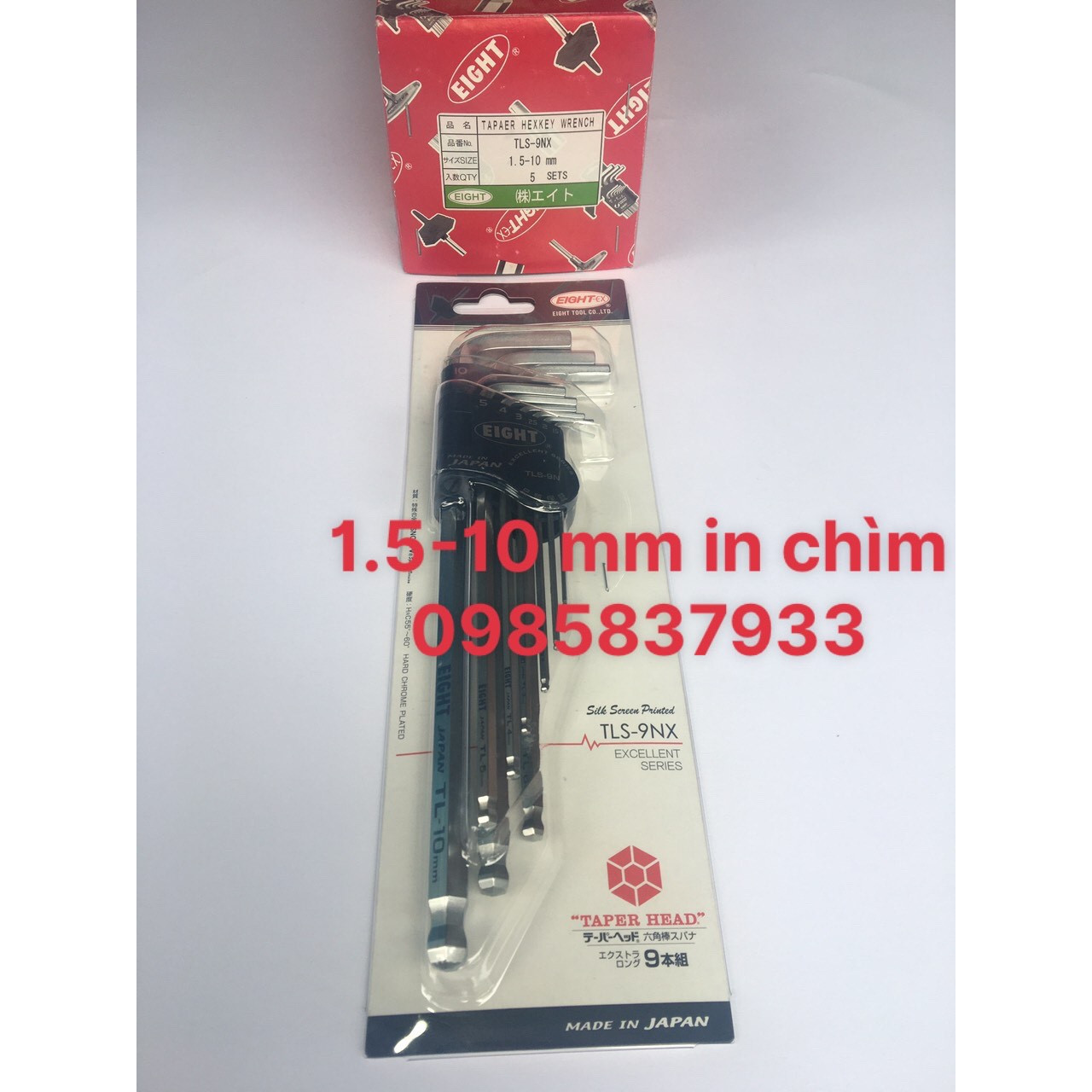 Bộ lục giác 9 chiếc đầu bi dài in chìm 1.5-10 mm TLS-9NX Eight Nhật chất lượng hàng đầu thế giới tuổi thọ cao