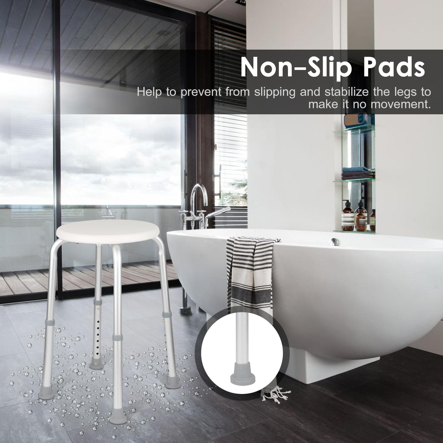 Padded Shower Chair Shower Stool with Adjustable Legs Non-slip Bath Safety Seat with 220 to 286 Pounds Weight Capacity