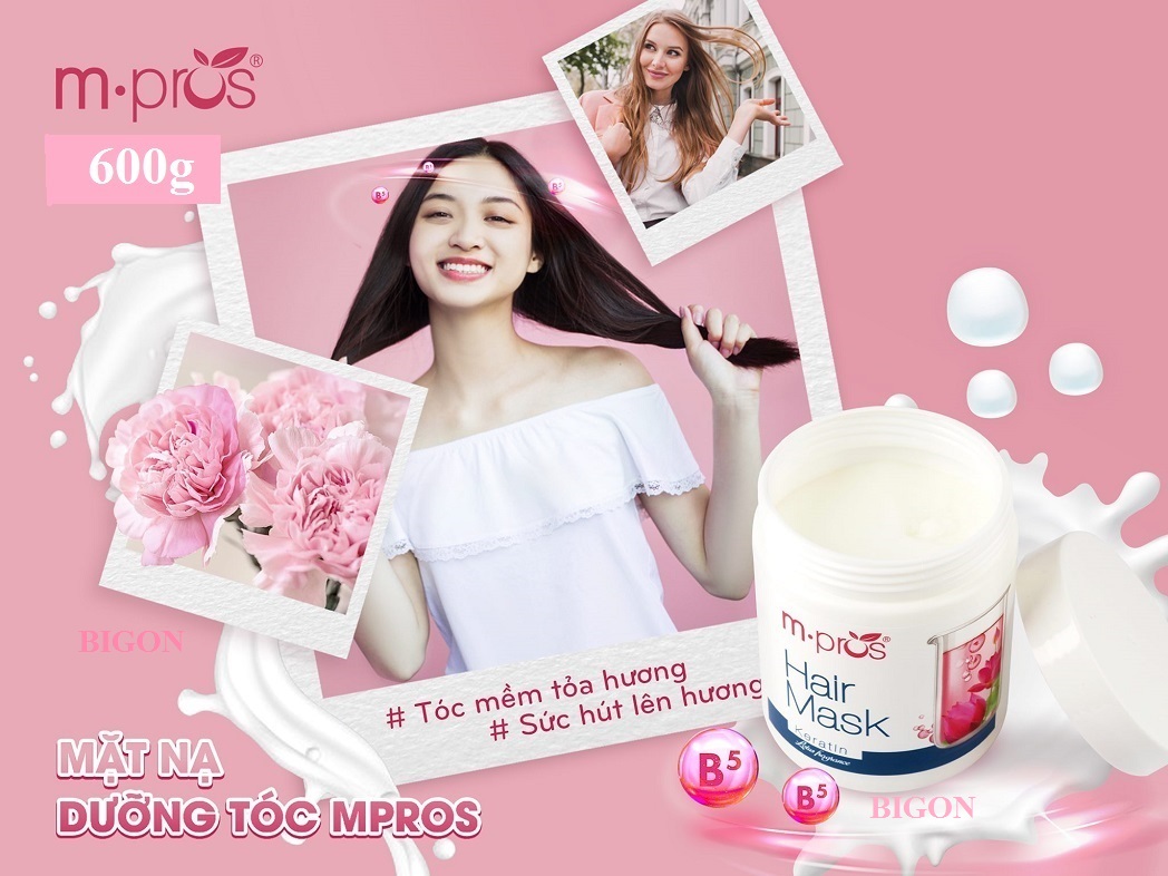 Hấp Dầu Siêu Dưỡng Hương Nước Hoa, Vitamin B5 M.Pros 600g / Mặt Nạ Dưỡng Tóc M.Pros Hair Mask Vitamin B5 600g