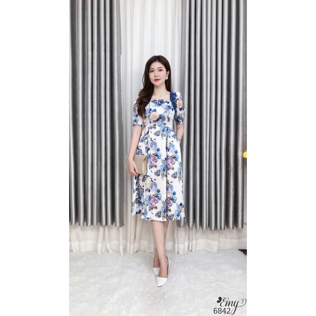Đầm EMY EM6842 Xoè Phối Vai