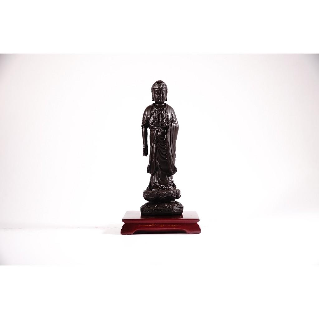Tượng phật A Di Đà đứng có đế nâu đất - Cao 13cm