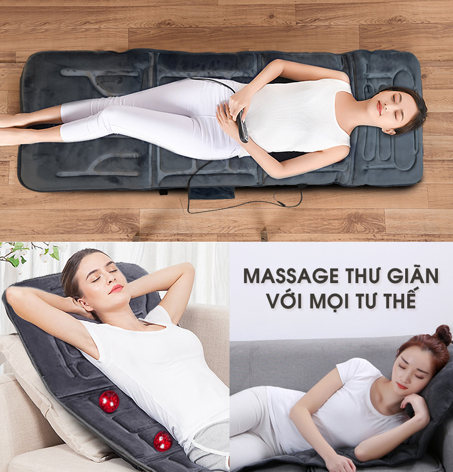 Nệm Massage Toàn Thân nhiệt và hồng ngoại OKACHI JP-M799 (màu xám)