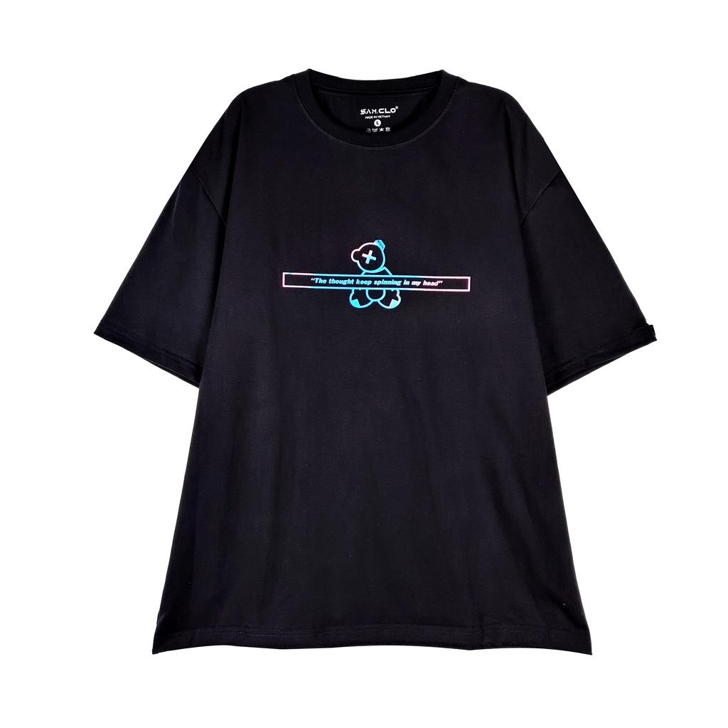 Áo thun nam nữ tay lỡ SAM CLO form rộng Unisex, mặc cặp, nhóm, chữ X - GẤU 80% cotton