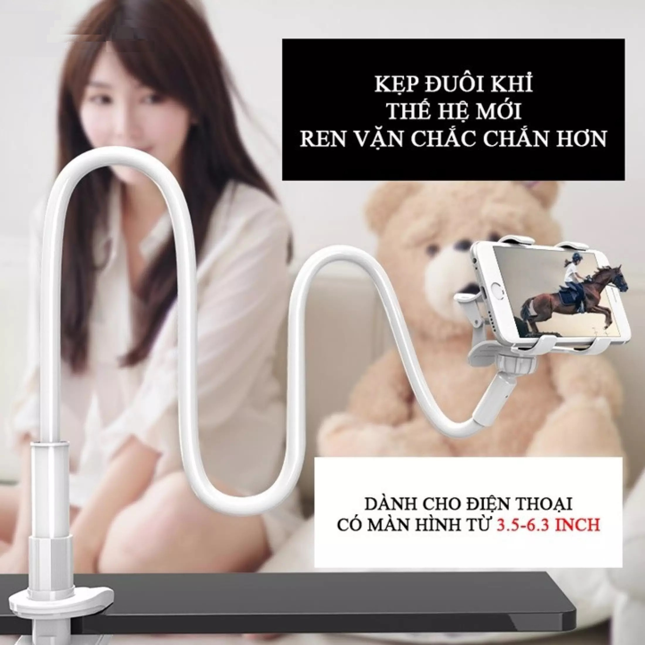 Kẹp Điện Thoại Máy Nghe Nhạc Kiểu Dáng Đuôi Khỉ Phần Kẹp Ren Vặn Chắc Chắn Chiều Dài 70cm Dành Cho Thiết Bị Có Kích Thước Dưới 6.3 Inch + Tặng kèm que chọc sim