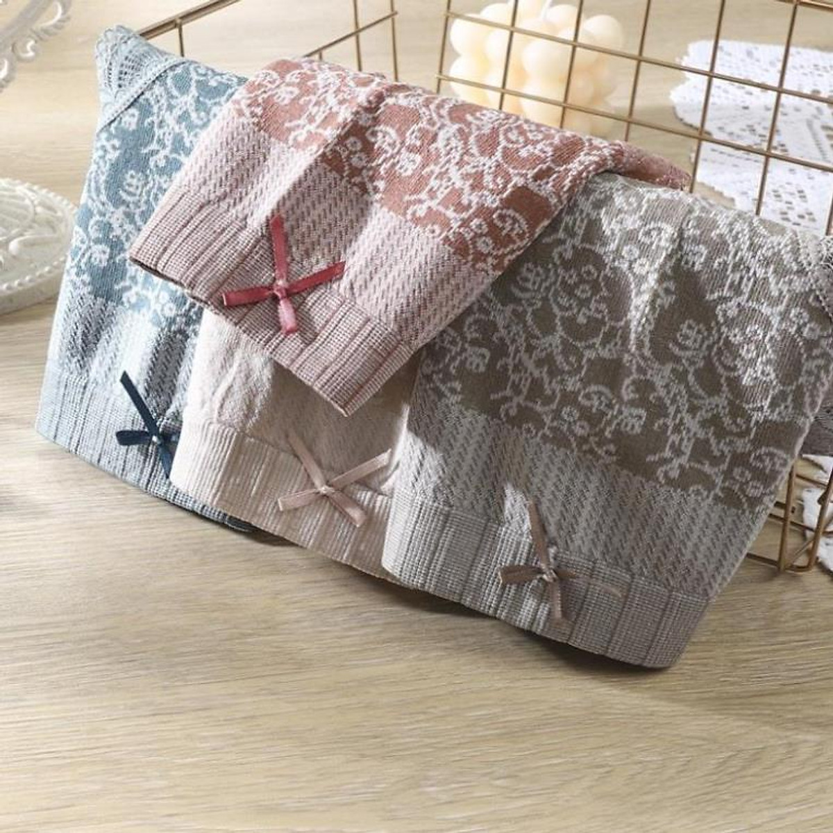 Combo 5 Chiếc Quần Lót Nữ Cạp Cao Cotton Kháng Khuẩn Phối Ren Nâng Mông Tôn Dáng - Quần Chip Nữ Không Đường Viền