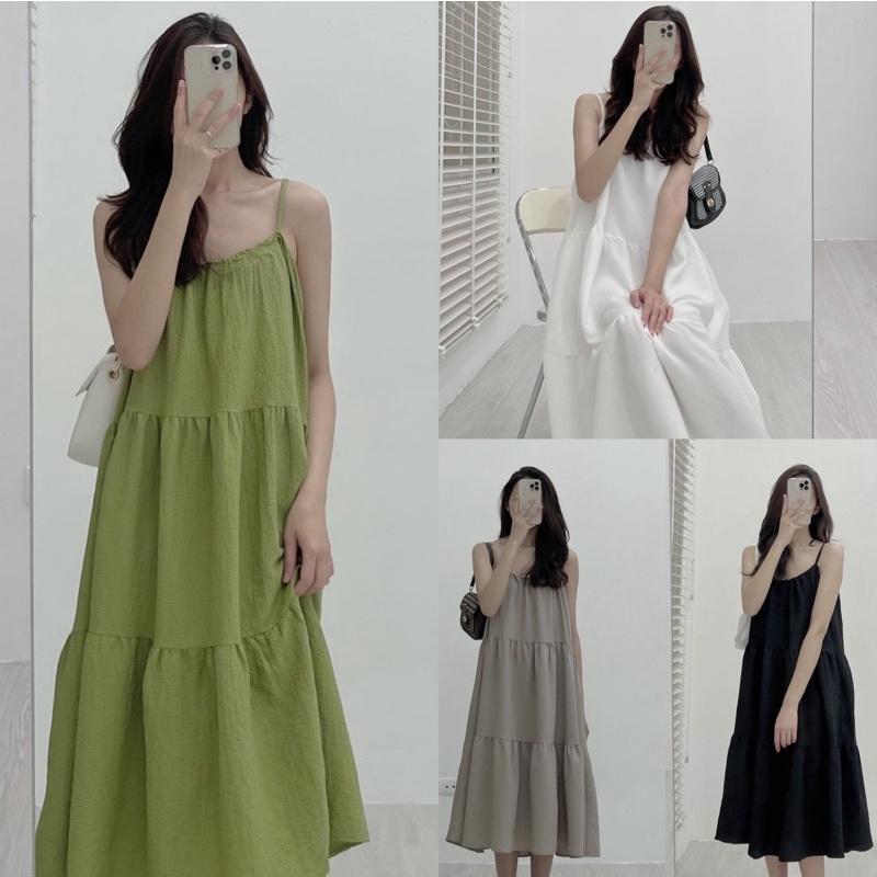 Đầm babydoll hai dây xòe bồng màu hồng HDT285 Hỉn Hỉn Store