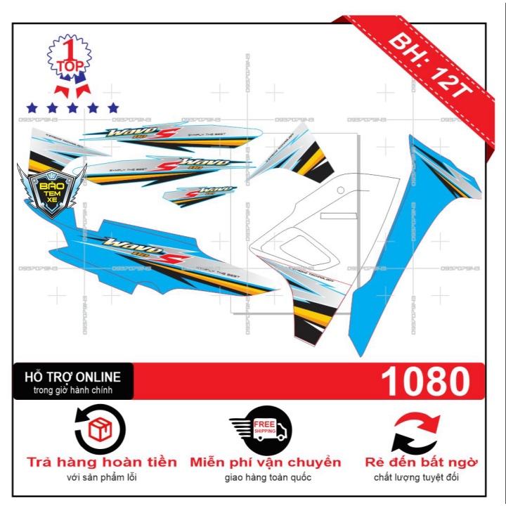 Tem rời dán xe wave S 2017 dán xe xanh - Bi Decal