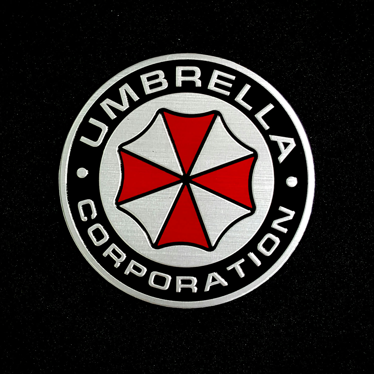 Hình dán kim loại logo UMBRELLA CORPORATION đường kính 7.5cm