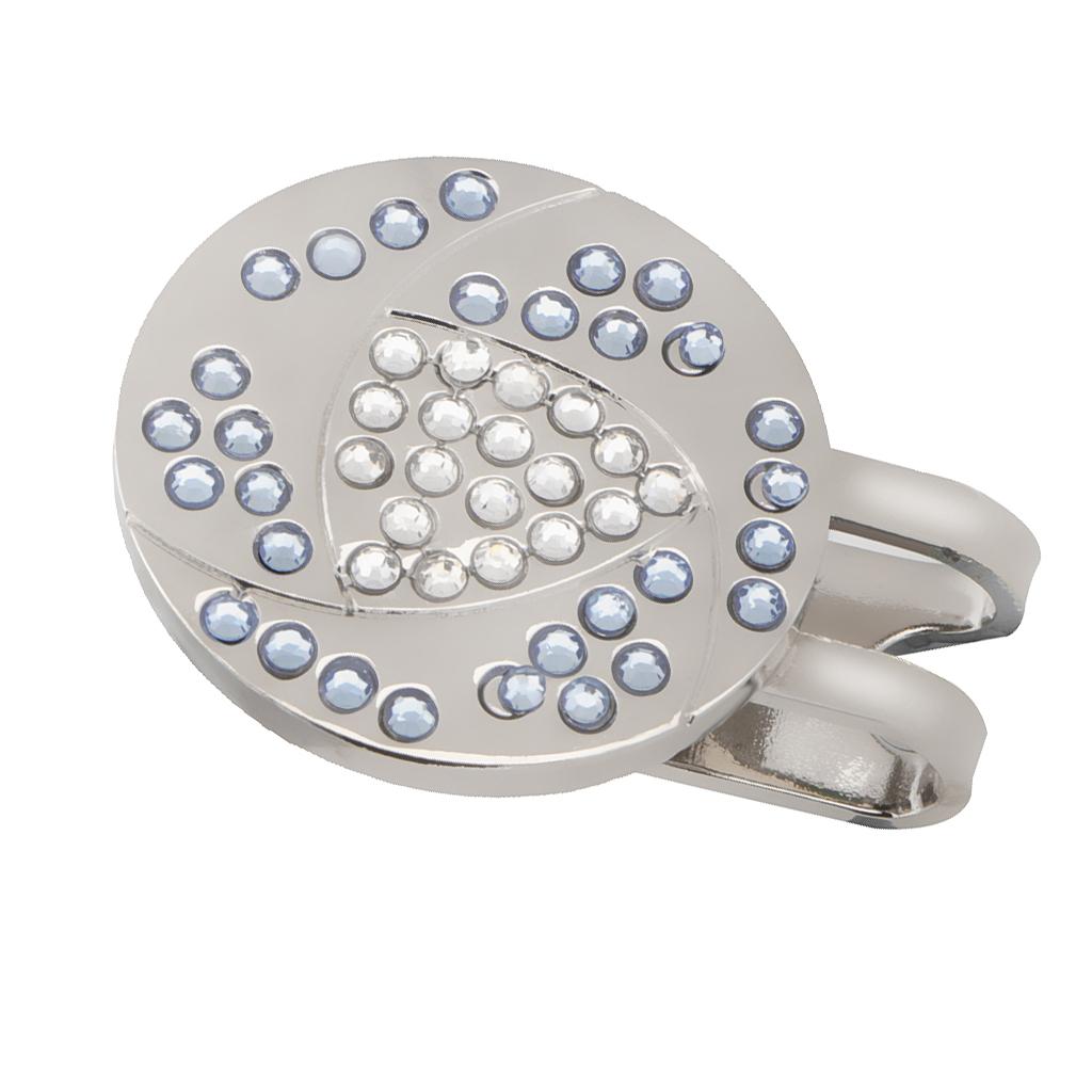 Golf Ball Marker Crystal Drill Cap Clip Marker for Golf Cap Visor White