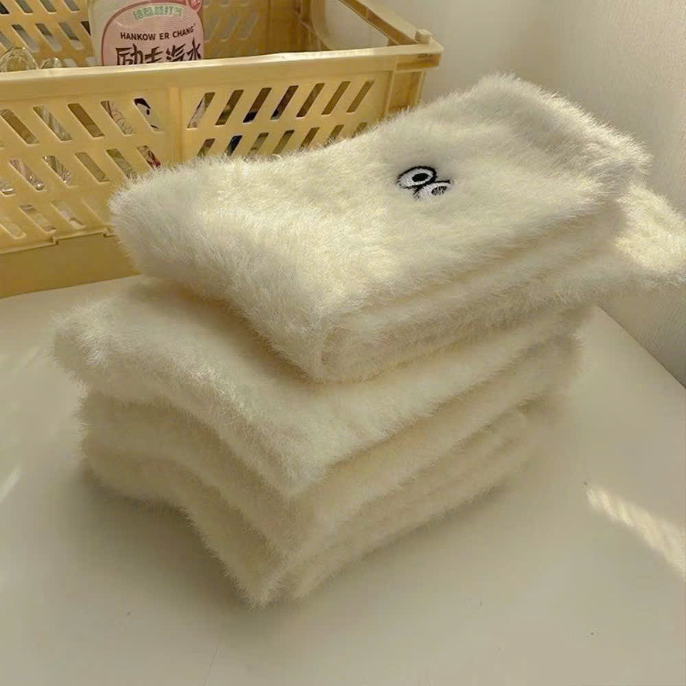 [KoSuyTu] Ấm - Xinh - Thanh Lịch - Combo 10 Đôi Bi Tất Lông Thỏ Trắng, Họa Tiết Mặt Cười Siêu Kute - Bộ Sưu Tập Của Sự Tinh Khôi