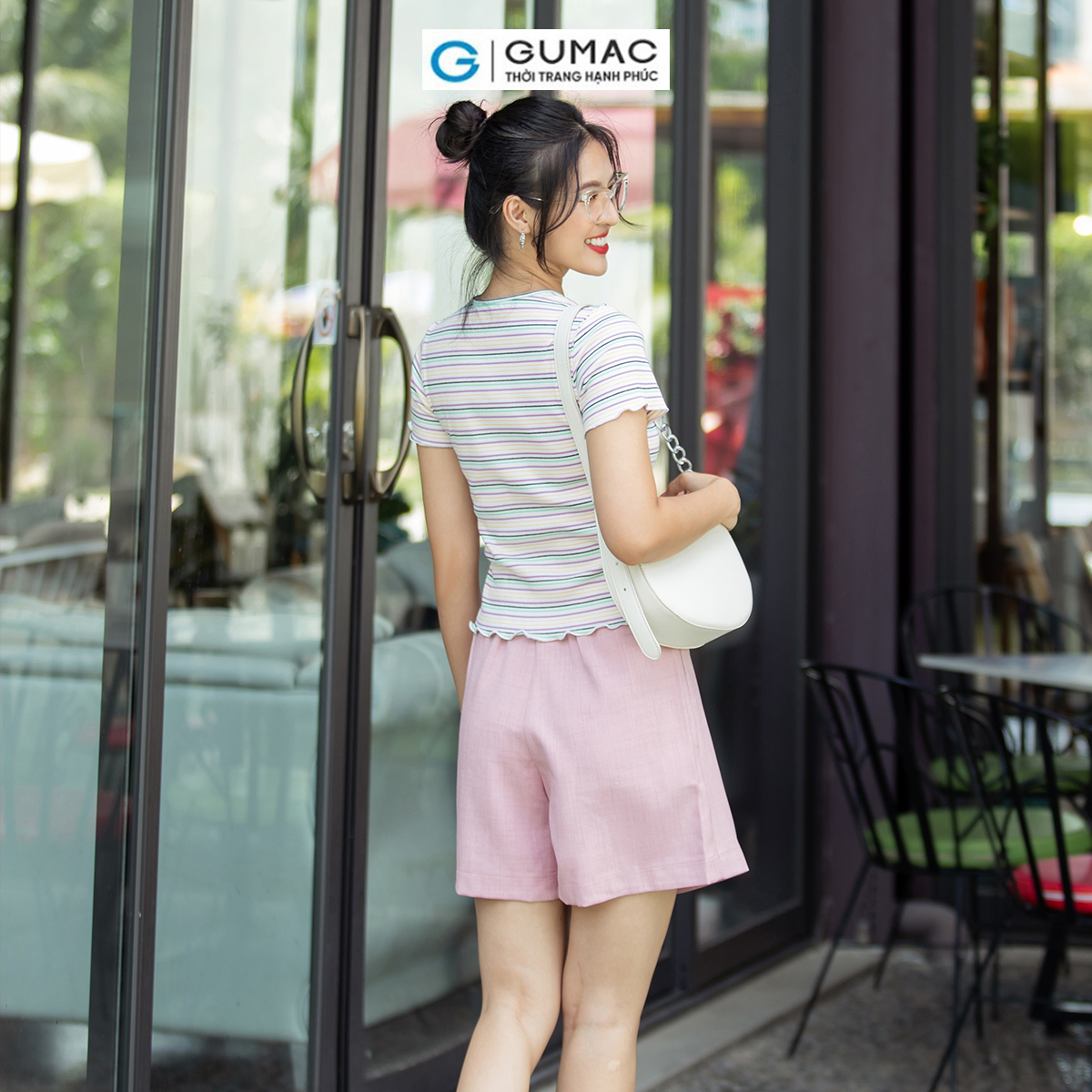 Áo thun nữ kẻ sọc ngang cuốn biên trẻ trung năng động thời trang GUMAC ATD07069