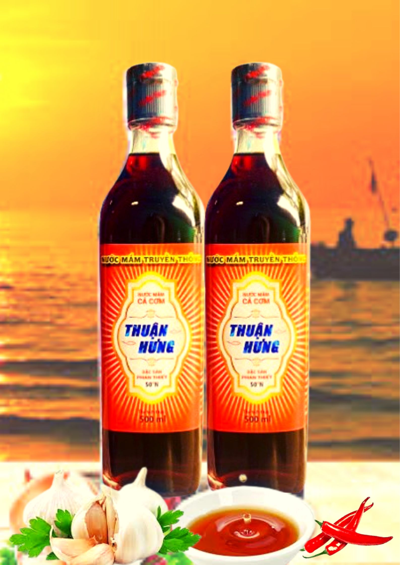 NƯỚC MẮM PHAN THIẾT CHAI THỦY TINH - THUẬN HƯNG 50 ĐỘ ĐẠM/1 THÙNG 12 CHAI 500ML