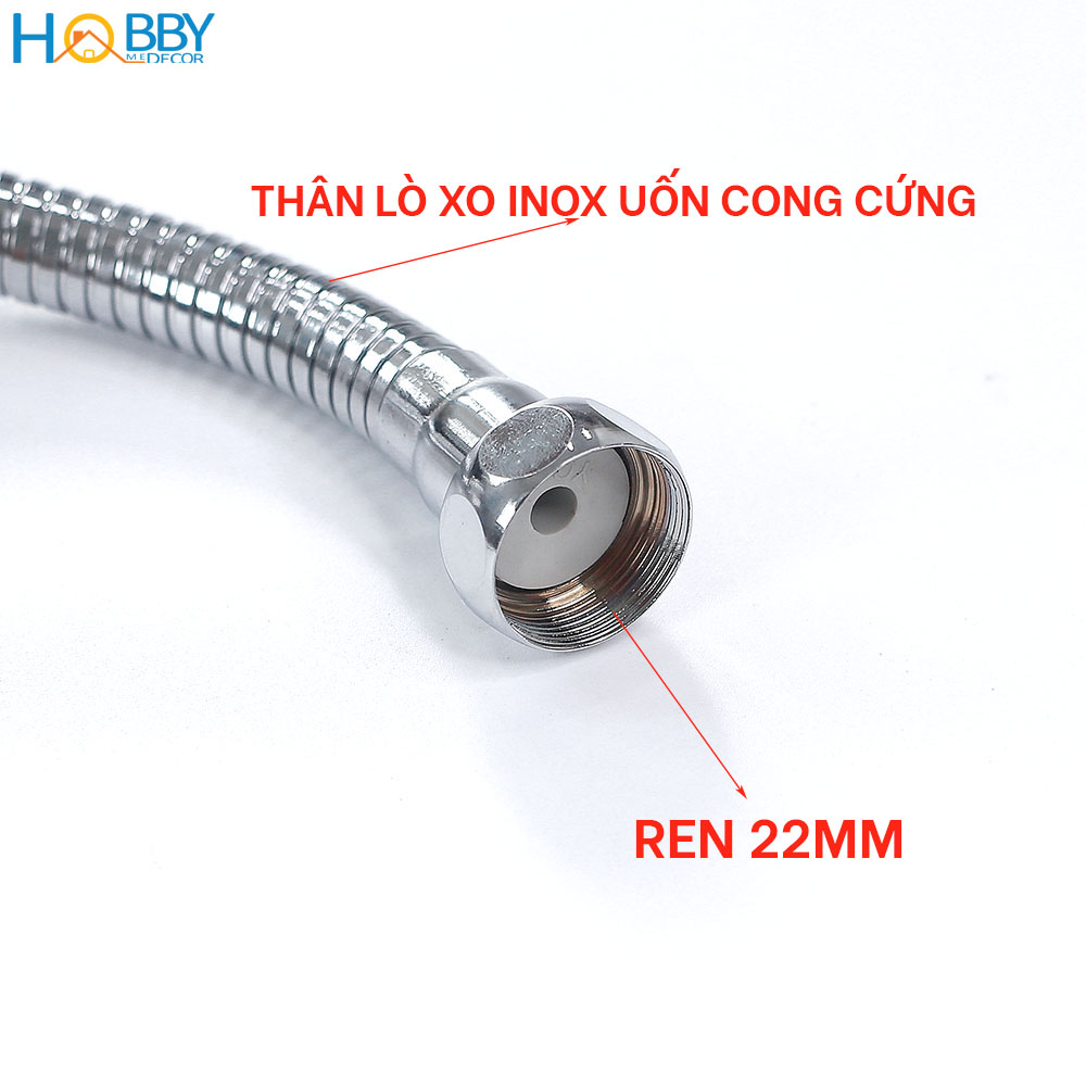 Bộ vòi xịt tăng áp lực nước cho vòi rửa chén dây Inox cứng Hobby Home Decor VSTA4 có lọc nước - uốn cong tùy ý - tặng kèm ren nối và 2 lọc nước