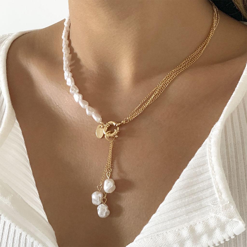 Baroque Irregular Pendant Necklace Jewelry Choker for Valentine Gift