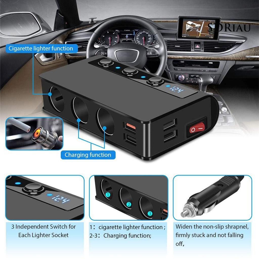 Cốc Sạc Nhanh Qcdz 4 Cổng Usb Qc3.0 Cho Xe Hơi