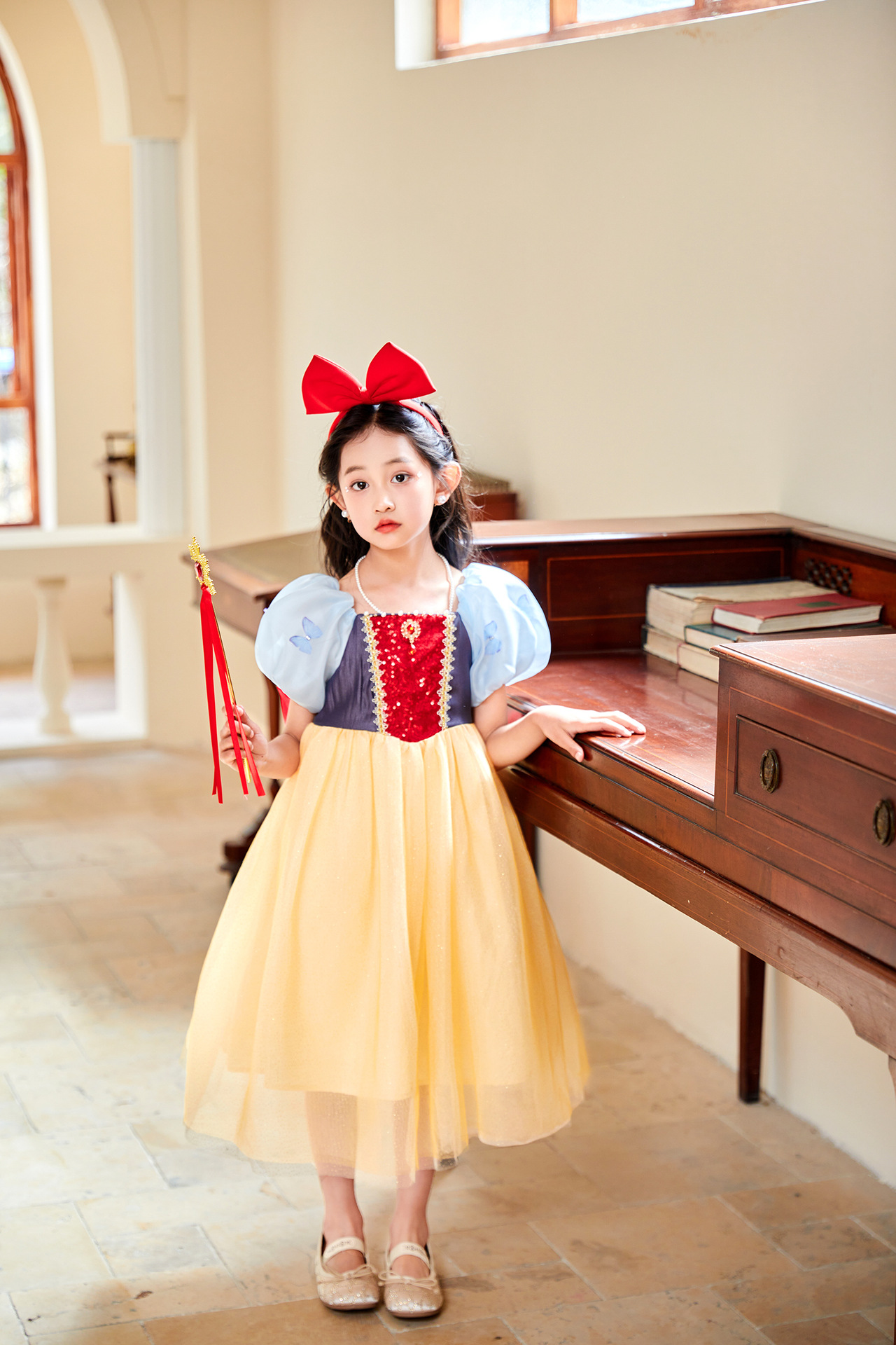 Đầm công chúa bạch tuyết cho bé gái hóa trang cosplay Halloween (tặng kèm cài tóc)