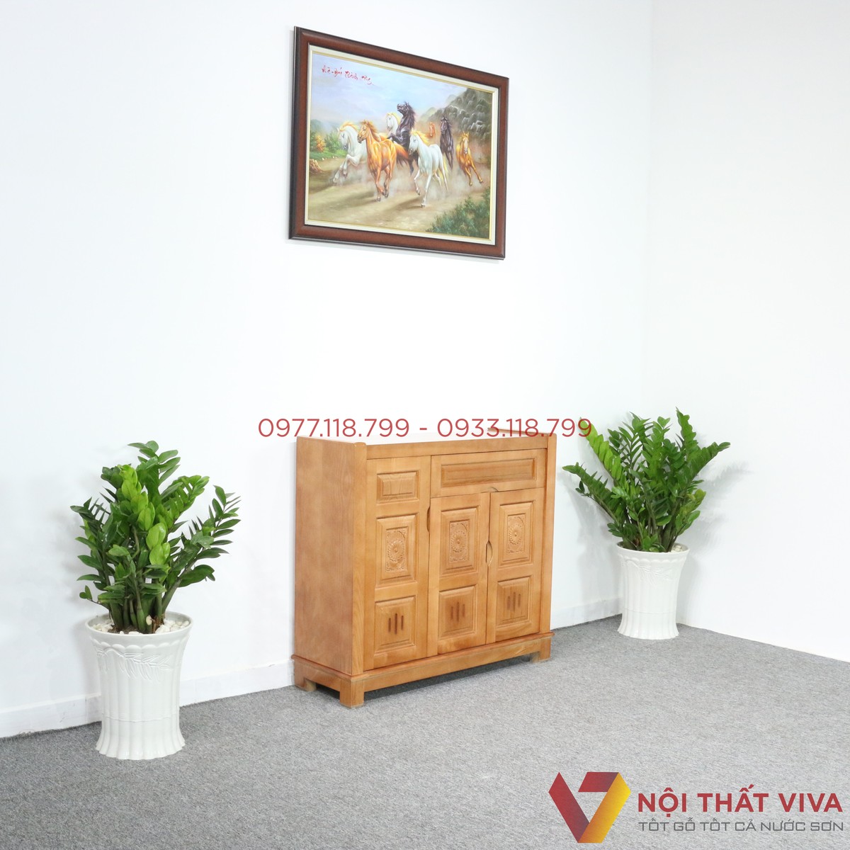 Tủ Giày Dép Gỗ Sồi 3 Cánh 2 Ngăn Kéo Đẹp Giá Rẻ