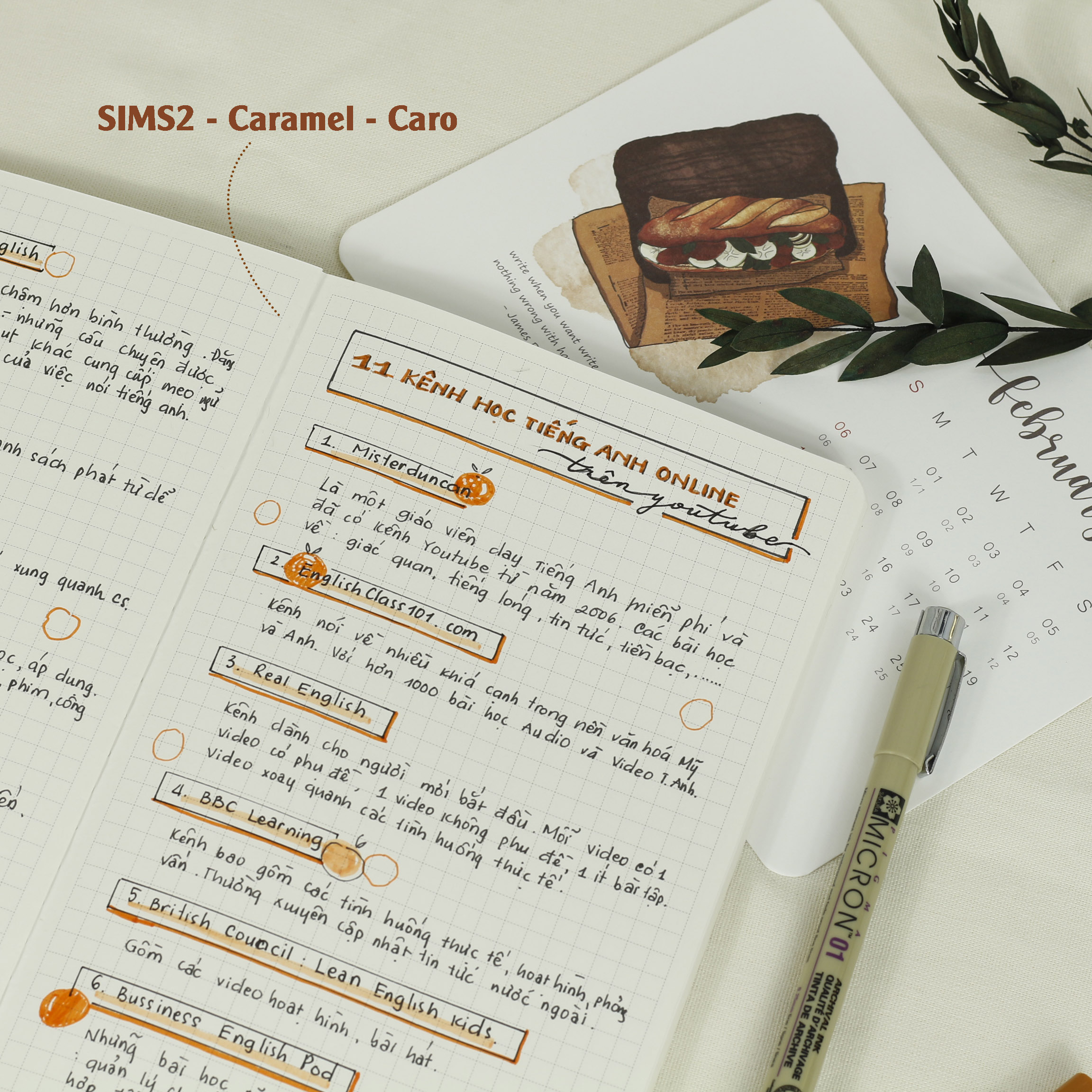 Simperie S2 - Ruột caro - 3 màu latte/caramel/pink - Sổ tay bìa da PU - STHM stationery