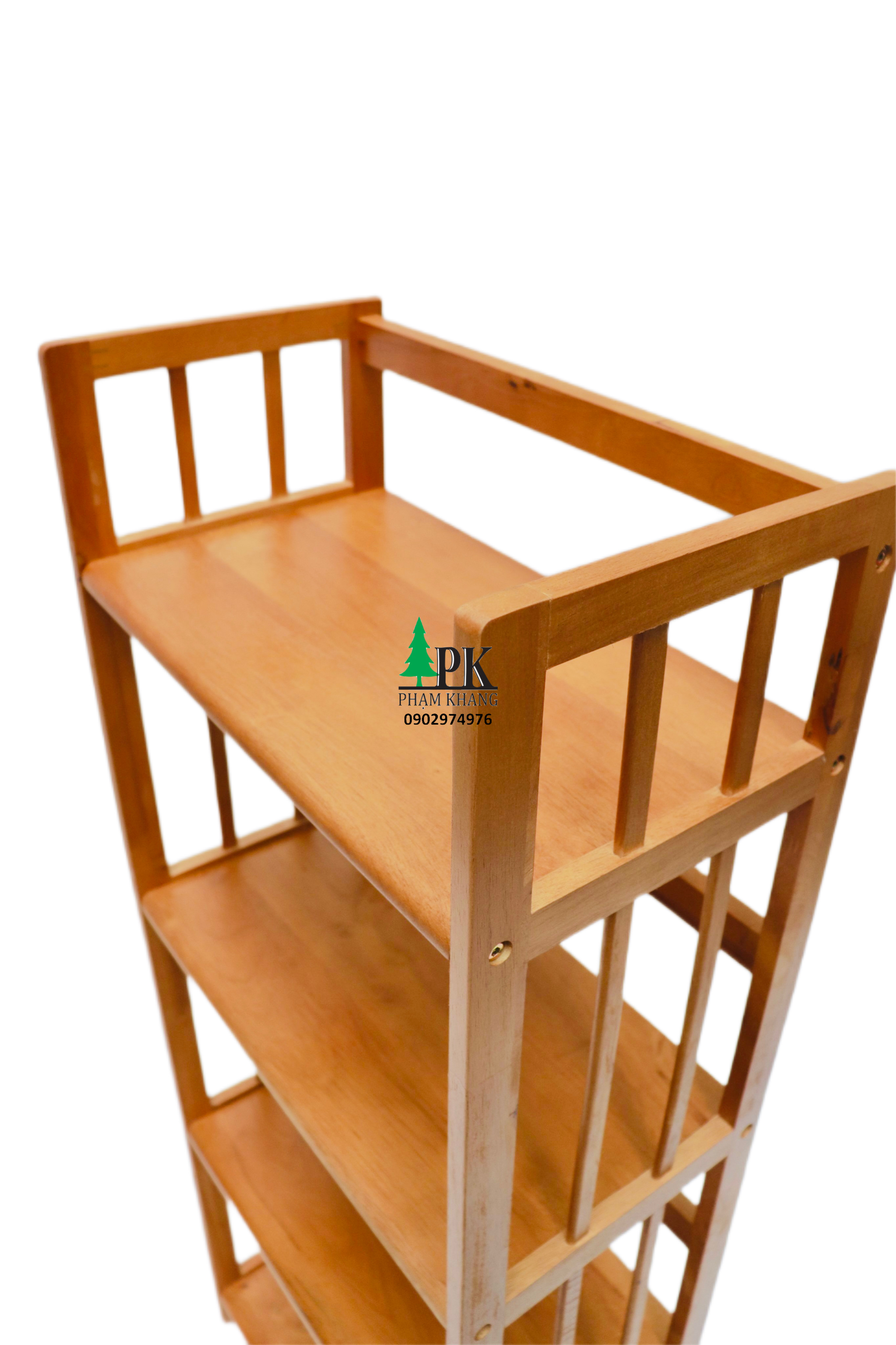 Kệ sách 4 tầng rộng 50 cm Start Decor - Gỗ cao su tự nhiên - Màu Gỗ Tự Nhiên/ Vàng Cherry