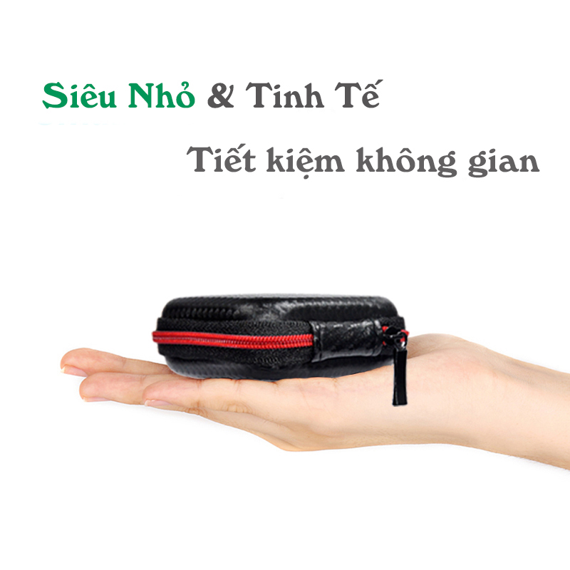 Hộp đựng tai nghe, cáp sạc Sợi Carbon Vuông cho phụ kiện di động (Có lưới bên trong) - Hàng chính hãng