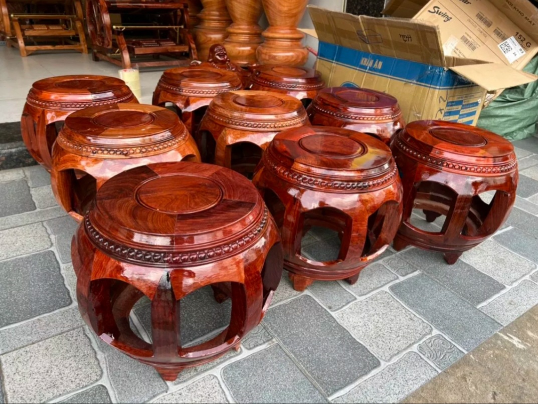 Đôn trống gỗ hương cao 42cm mặt 28 cm