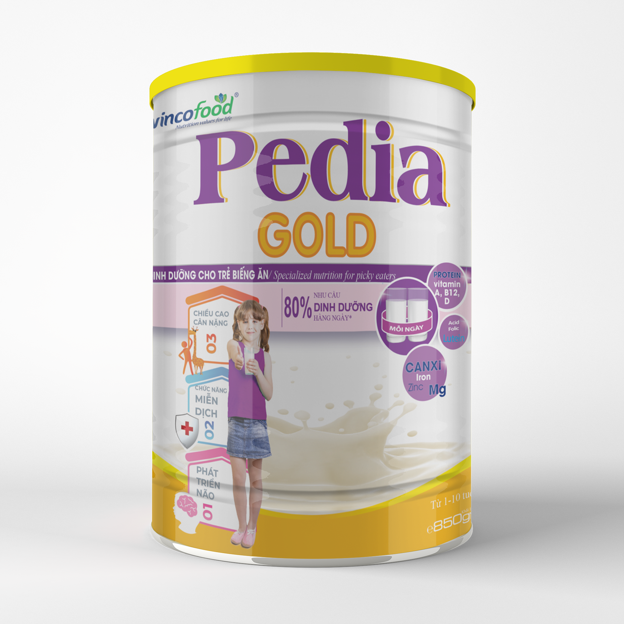 Sữa non Wincofood Pedia Gold 850g chăm sóc trẻ biếng ăn