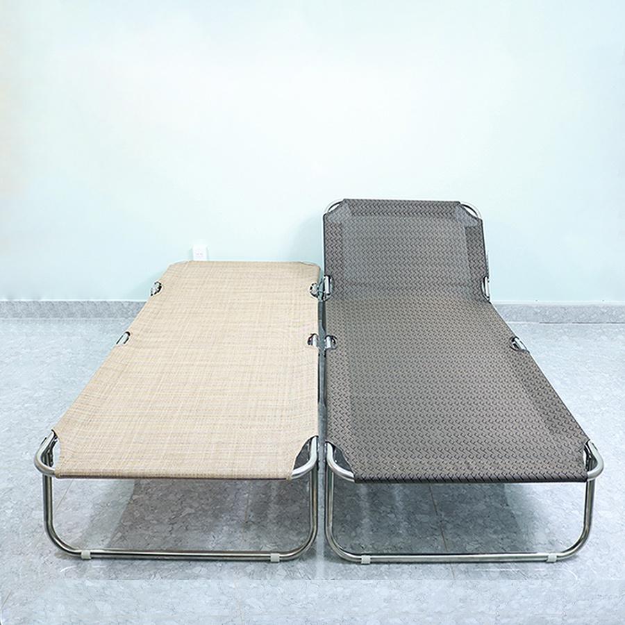 Giường xếp Inox VIP lưới thổ cẩm nằm mát lưng