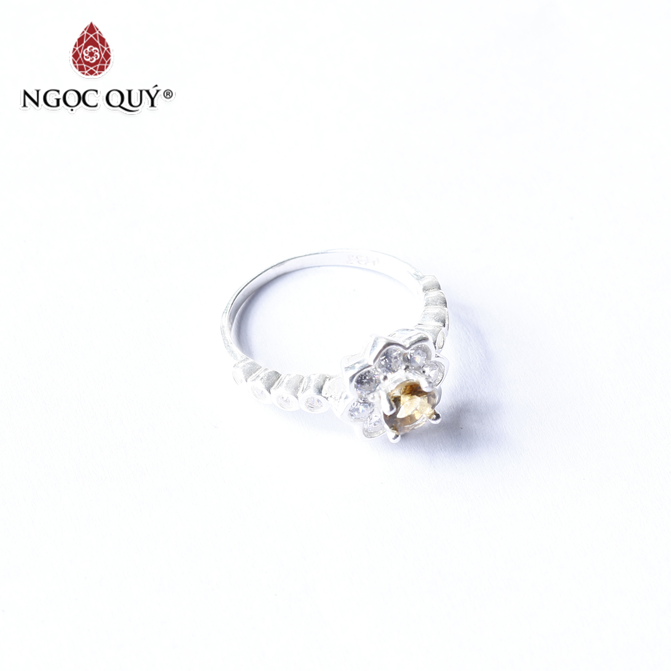 Nhẫn bạc nữ Citrine mệnh thổ,kim - Ngọc Quý Gemstones