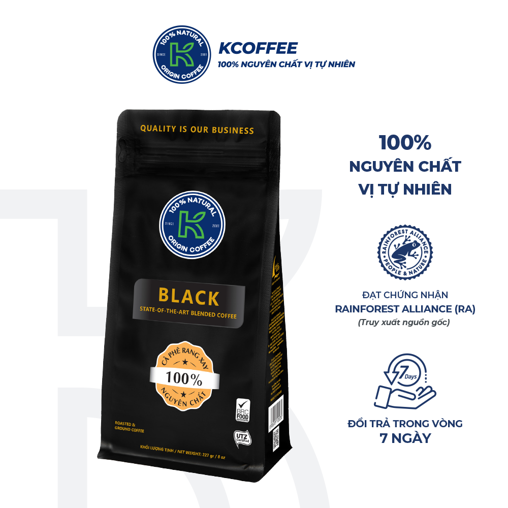 Cà phê rang xay K Coffee 100% Robusta Arabica K-Black (227g/Túi)