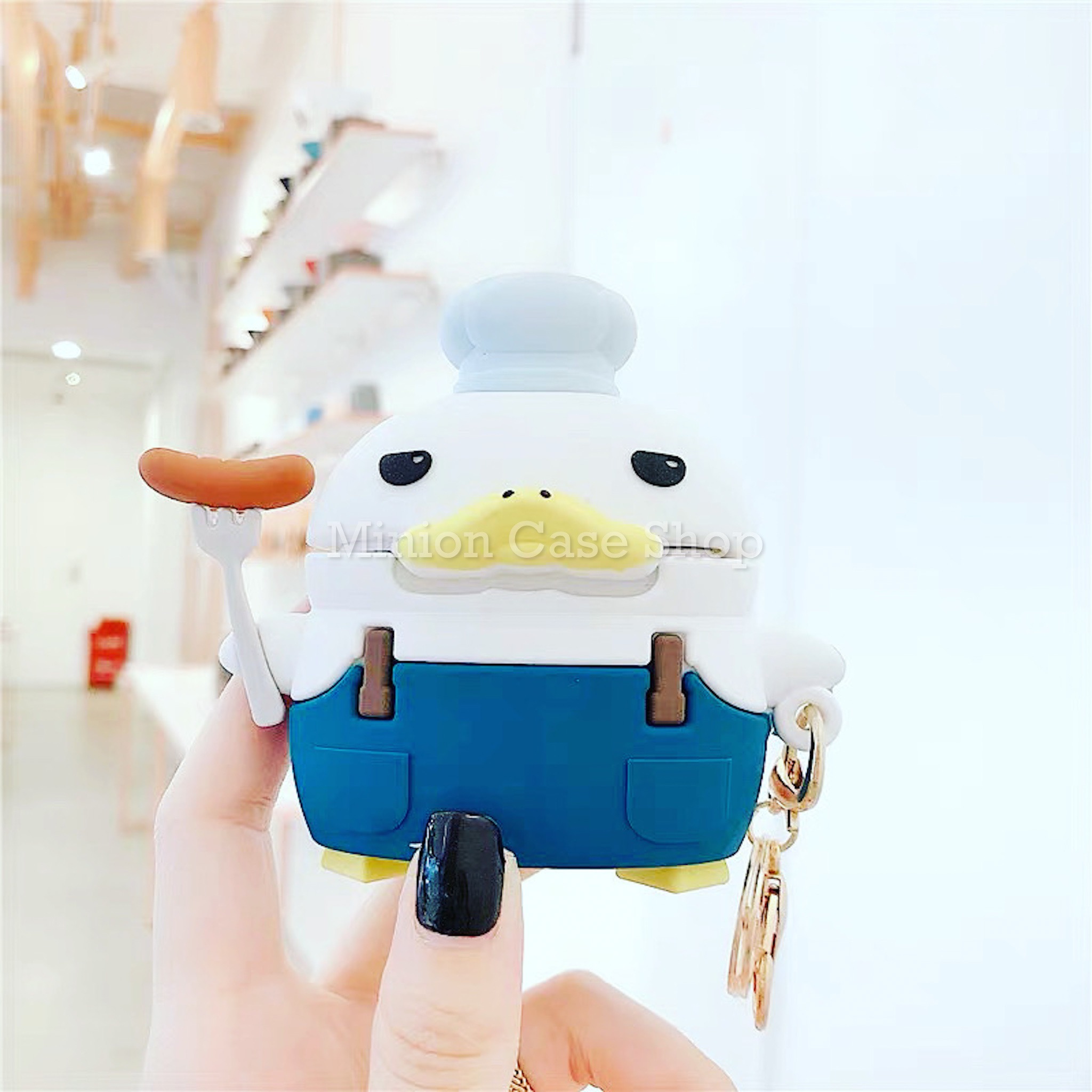 Case bảo vệ dành cho Airpods Pro/Pro 2 vịt đầu bếp chất liệu silicon 3d cao cấp