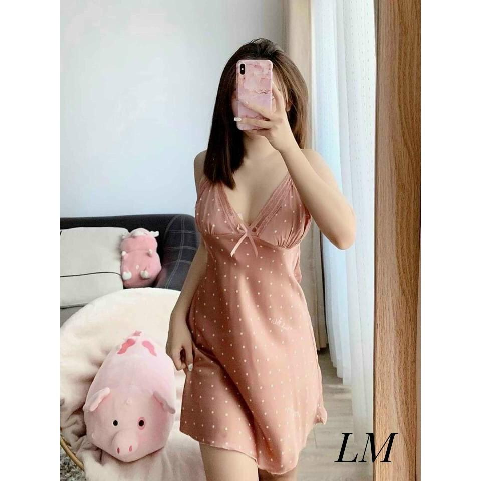 Bộ Đồ Ngủ Lụa Chấm Bi, Bộ Mặc Nhà