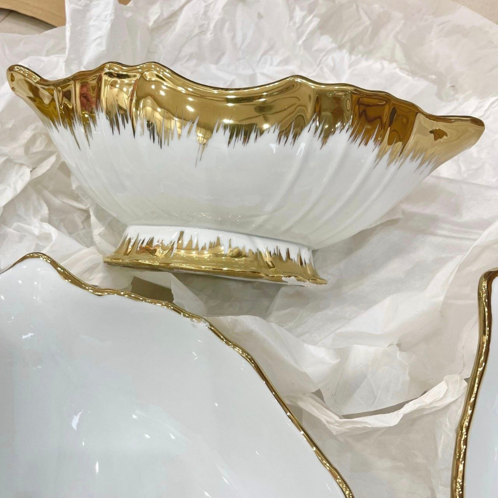 Bát thuyền đựng gà, hoa quả Vân Phương Shop bằng gốm sứ Bát Tràng - Hàng Chính Hãng