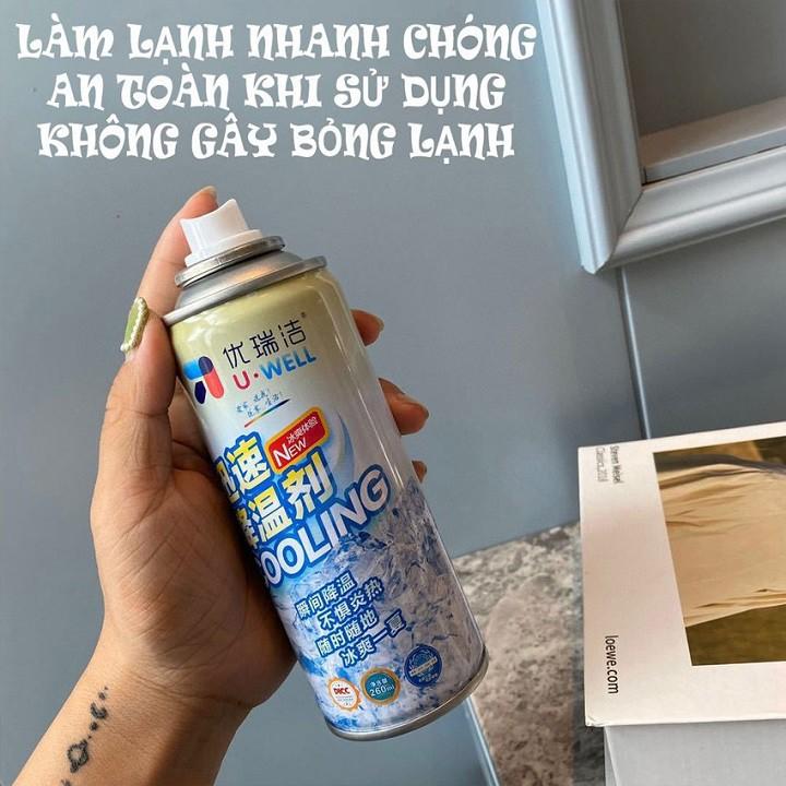 Bình xịt làm lạnh tức thời ô tô xe máy Instant Freeze Cool 260ml Làm lạnh nhanh, khử mùi hiệu quả