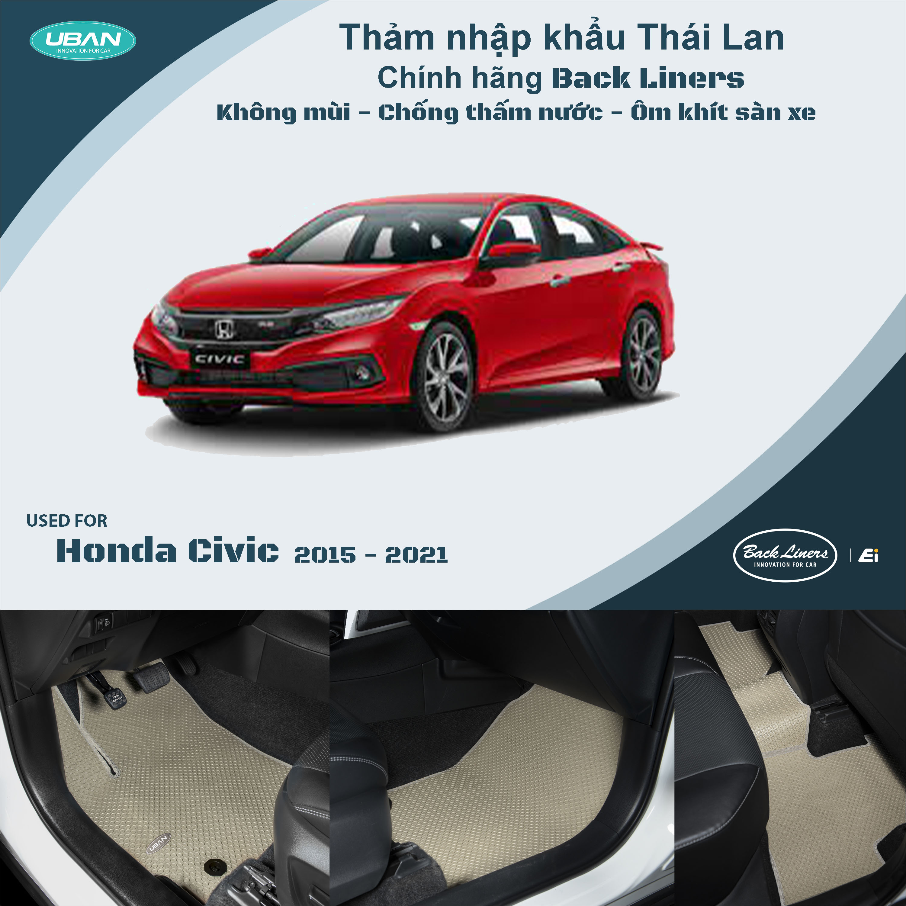 Thảm lót sàn ô tô UBAN cho xe Honda Civic - Nhập khẩu Thái Lan