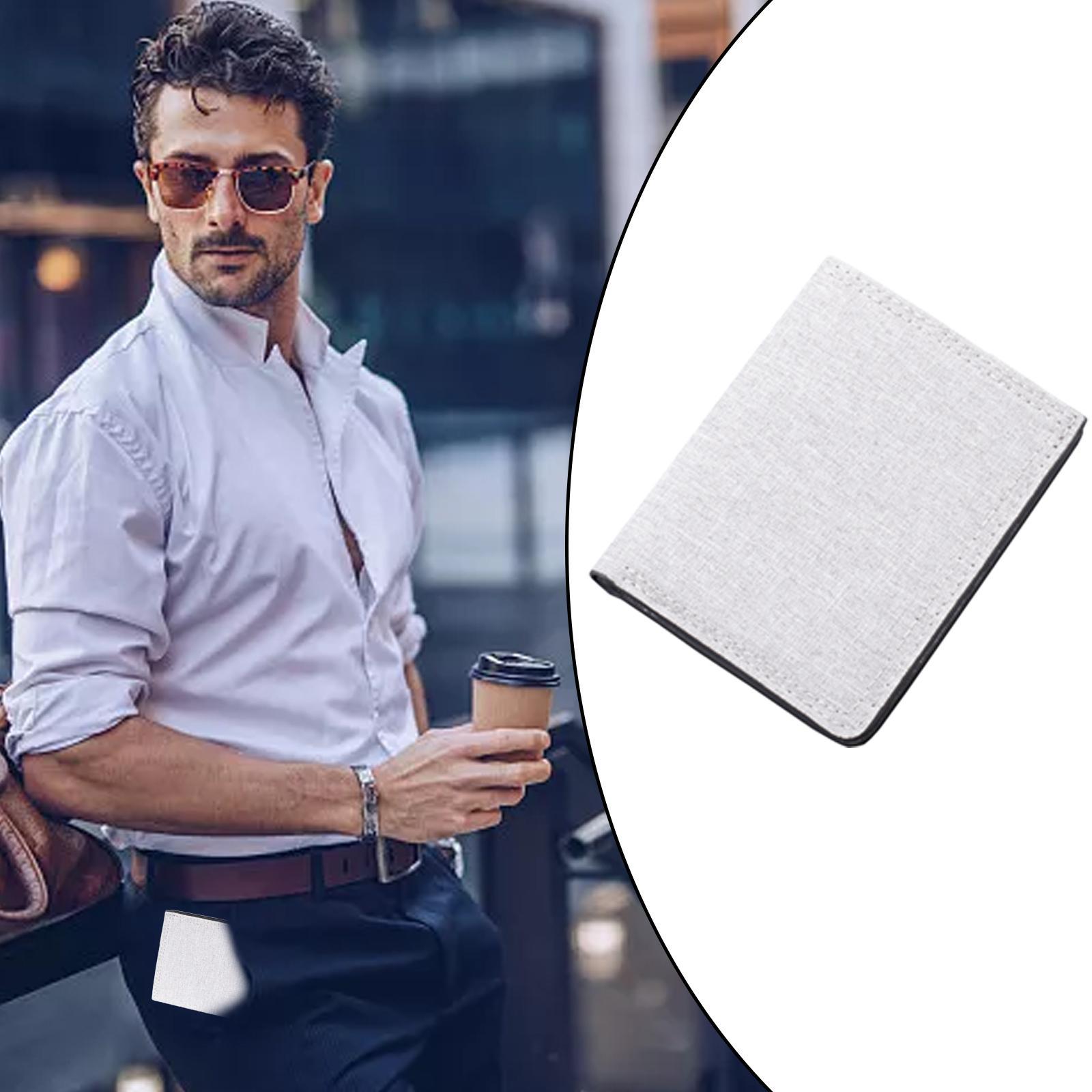 Men Canvas Wallet Short Money Holder Credit  Holder   Foldable Vertical Bifold