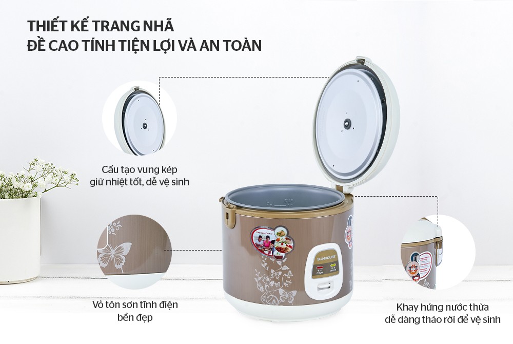 Nồi Cơm Điện Sunhouse SHD8616 1.8L - Hàng chính hãng