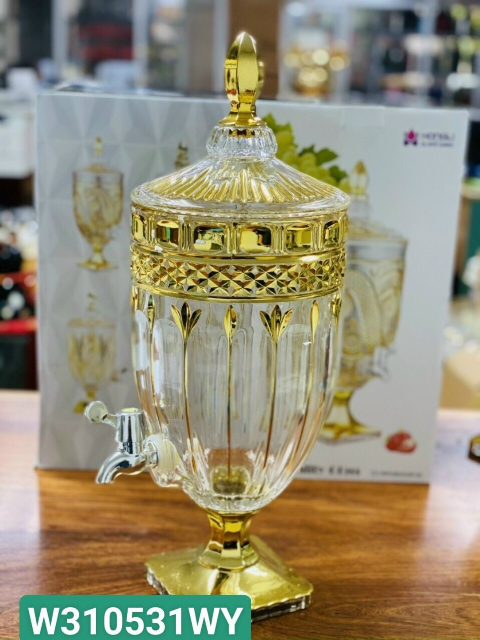 BÌNH THUỶ TINH ĐỰNG NƯỚC UỐNG CÓ VÒI VẶN CAO CẤP -ABD