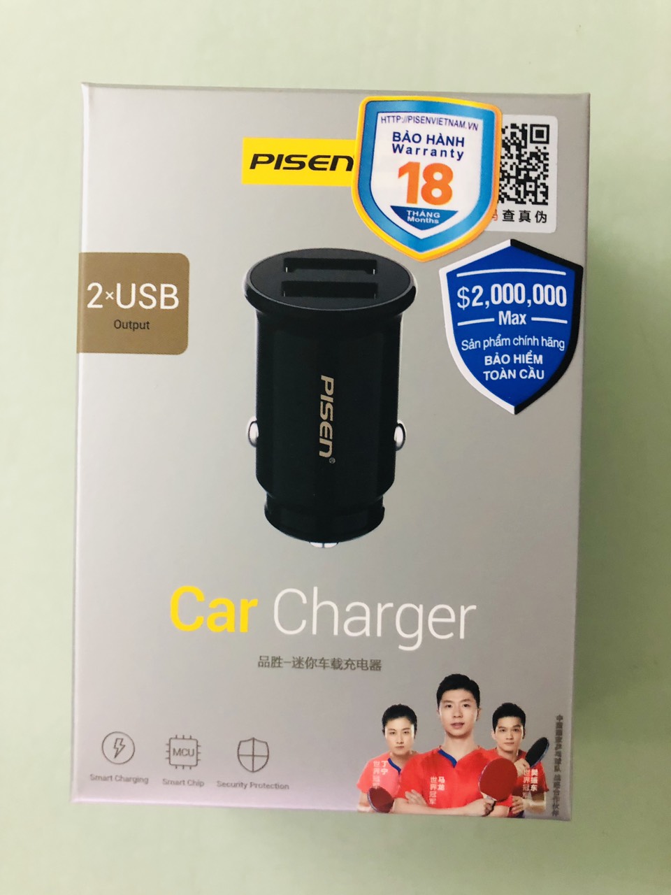 Sạc trên ô tô Pisen 2 USB Car Charger ( TS-C017 , 2xUSB , 2.4A , 12W ) _ Hàng chính hãng